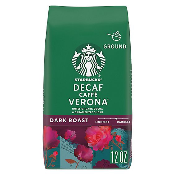 slide 1 of 1, Starbucks Decaf Caffe Verona 100% Arabica Dark Roast Ground Coffee Bag - 12 Oz, 12 oz