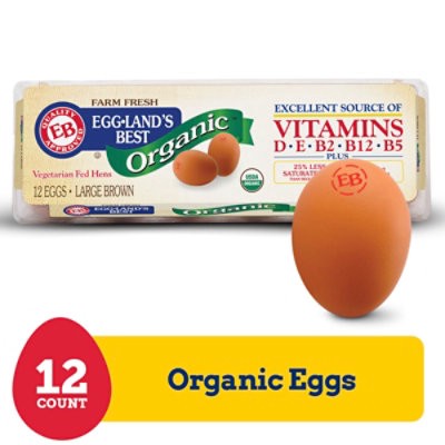 slide 1 of 11, Eggland's Best 100% Usda Organic Certified Large Brown Eggs - 12 Count, 12 ct
