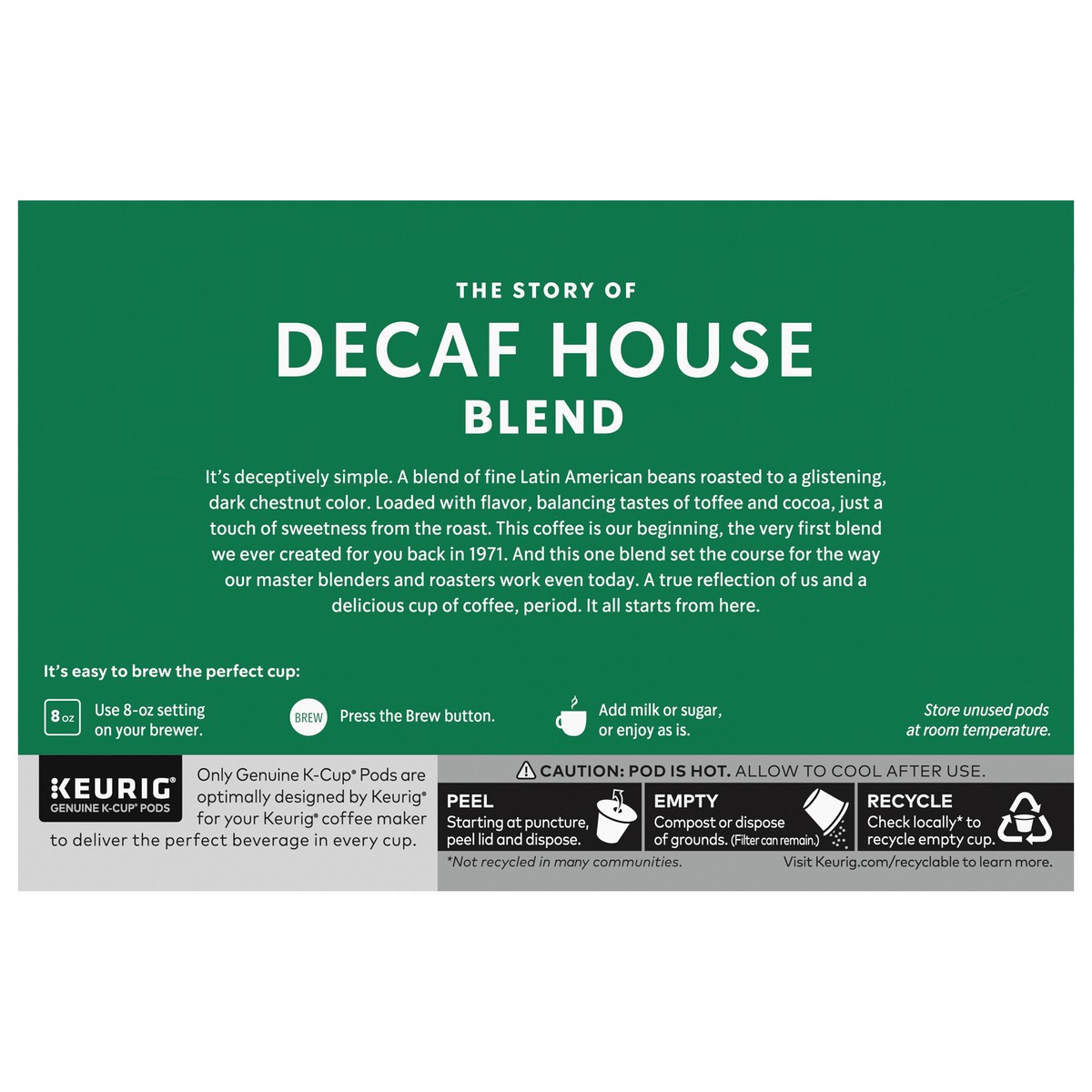slide 10 of 12, Starbucks Decaf House Blend 100% Arabica Medium Roast K Cup Coffee Pods Box 10 Count - Each, 10 ct