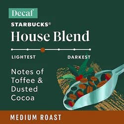 Starbucks Decaf House Blend 100% Arabica Medium Roast K Cup Coffee Pods Box 10 Count - Each