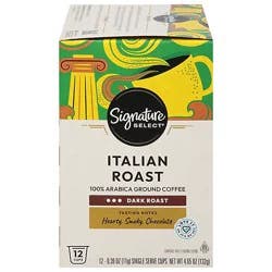 Signature Select Coffee Pods Dark Roast Italian Roast - 12 Count