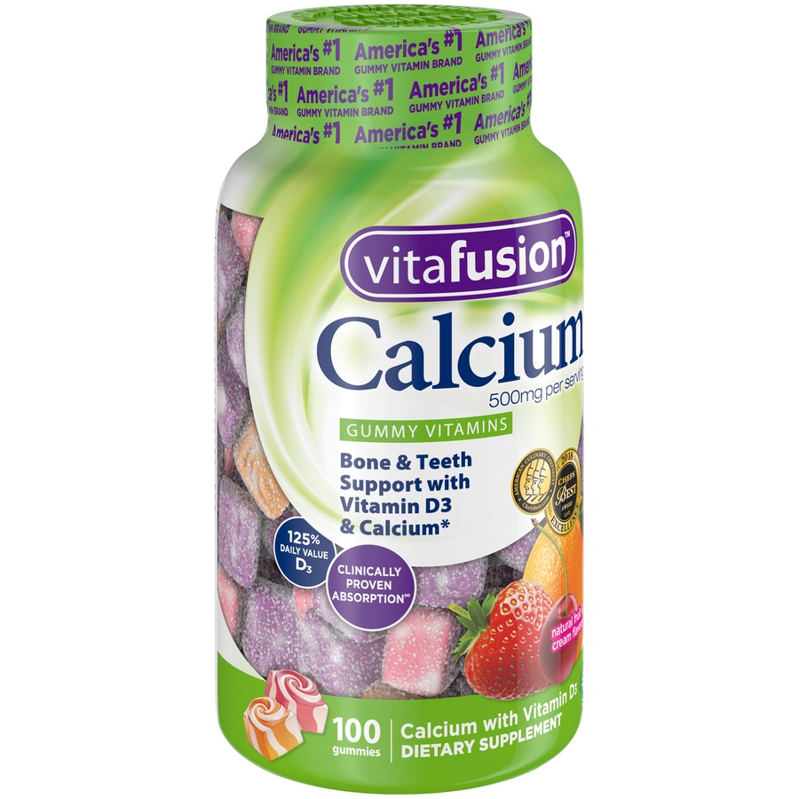 slide 2 of 4, vitafusion Calcium Gummy Dietary Supplement - Fruit & Cream - 100ct, 100 ct