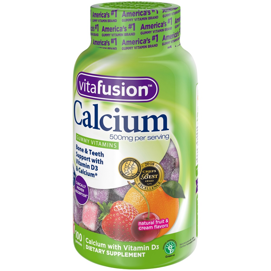 slide 3 of 4, vitafusion Calcium Gummy Dietary Supplement - Fruit & Cream - 100ct, 100 ct