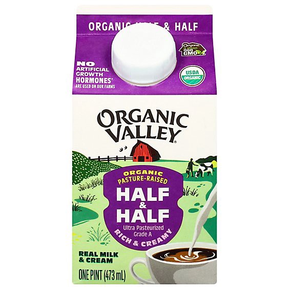 slide 1 of 1, Organic Valley Half & Half Organic Ultra Pasteurized Pint - 16 Fl. Oz., 16 fl oz