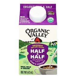 Organic Valley Half & Half Organic Ultra Pasteurized Pint - 16 Fl. Oz.