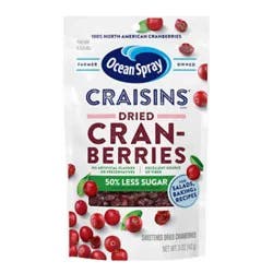 Ocean Spray Craisins Cranberries Dried Reduced Sugar 50% Less Resealable - 5 Oz