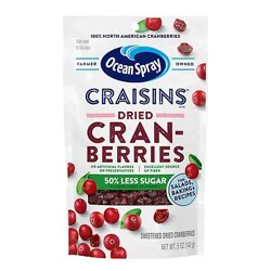 Ocean Spray Craisins Cranberries Dried Reduced Sugar 50% Less Resealable - 5 Oz