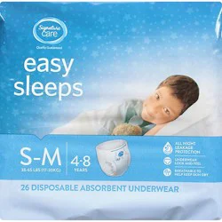 Signature Select/care Easy Sleep Boy Disposable Overnight Underwear Small To Medium - 26 Count