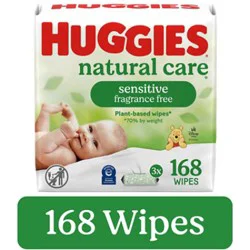Huggies Natural Care Unscented Sensitive Baby Wipes Flip-Top Packs 168 Wipes Total - 3 Count