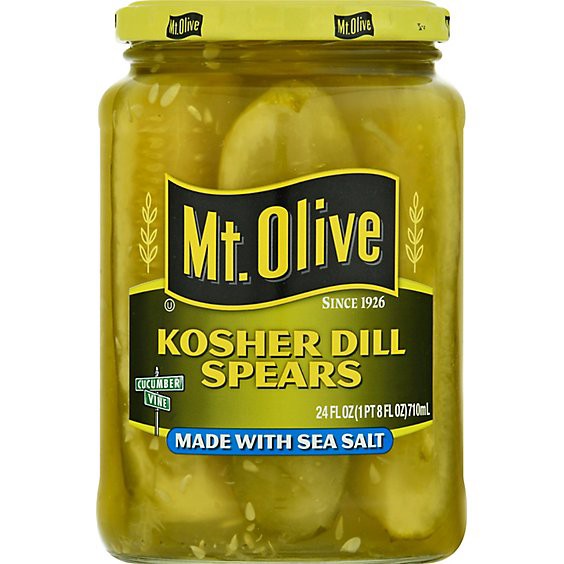 slide 1 of 11, Mt. Olive Pickles Spears Kosher Dill Made With Sea Salt - 24 Fl. Oz., 24 fl oz