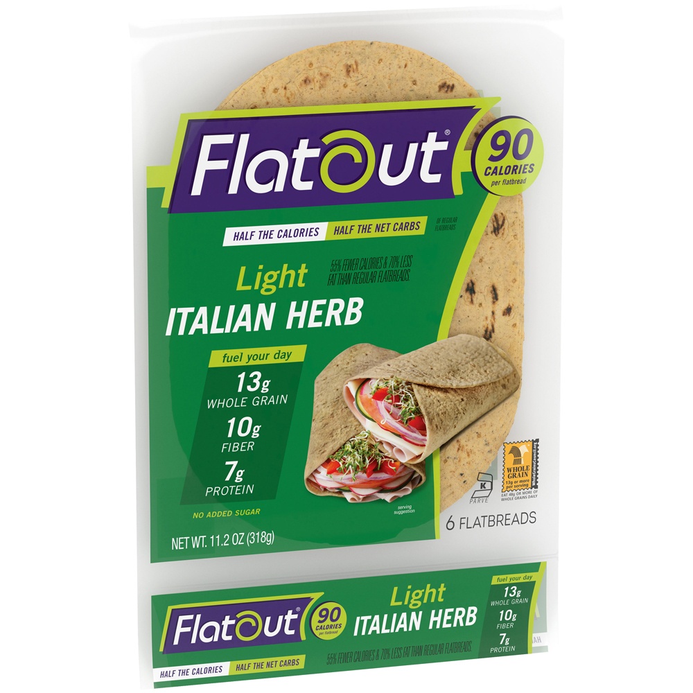 slide 4 of 8, Flatout Light Italian Herb Flatbread 6Ct, 6 ct; 11.2 oz