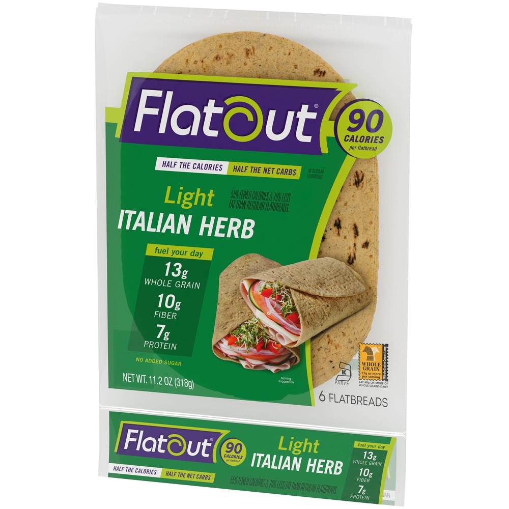 slide 2 of 8, Flatout Light Italian Herb Flatbread 6Ct, 6 ct; 11.2 oz