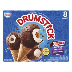 Nestle Drumstick Crunch Dipped Vanilla Caramel And Vanilla Fudge Cones - 8 Count