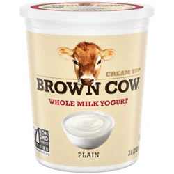 Brown Cow Cream Top Plain Whole Milk Yogurt - 32 Oz