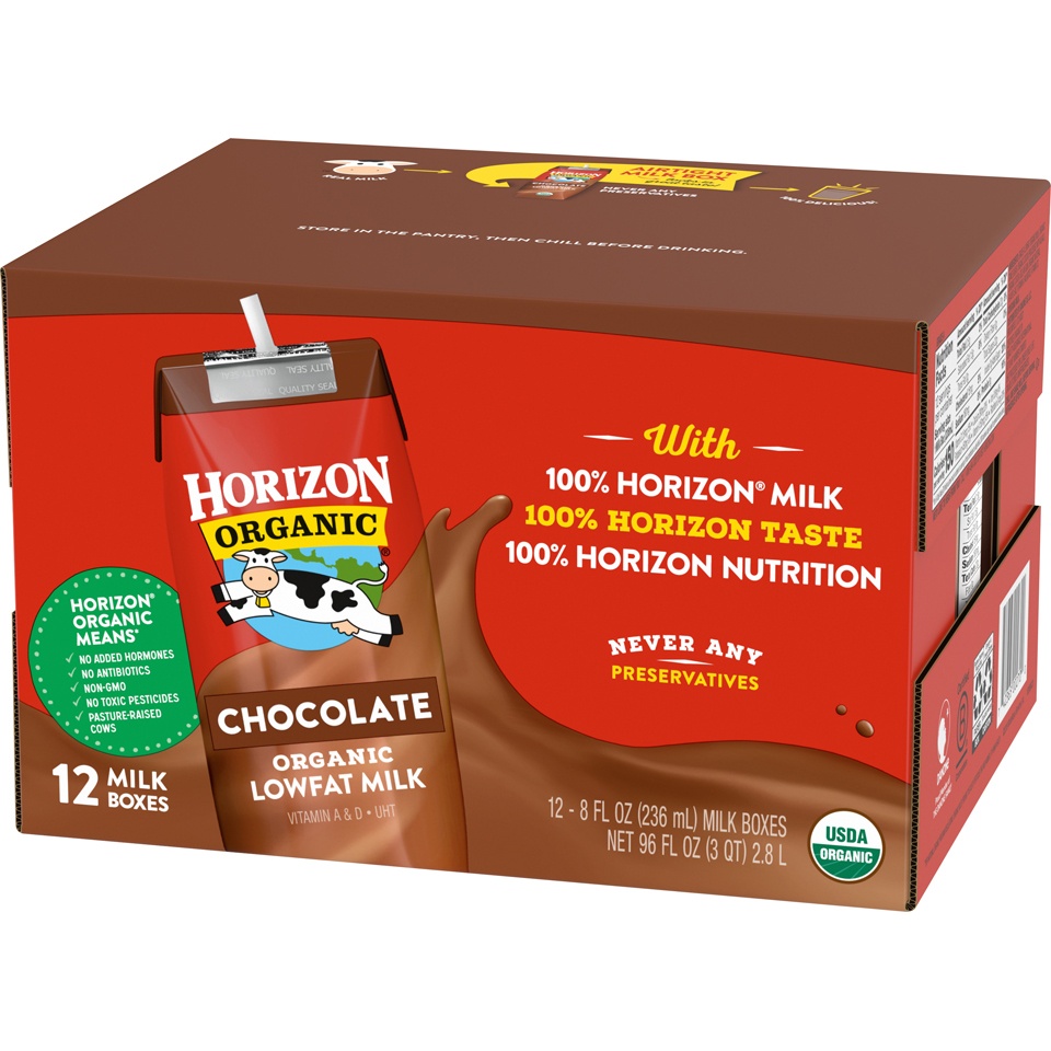 slide 3 of 8, Horizon Organic 1% Lowfat UHT Chocolate Milk, 8 fl oz