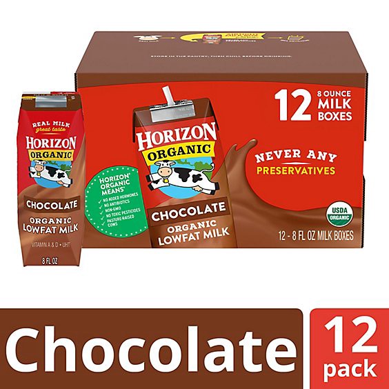 slide 1 of 1, Horizon Organic Shelf-Stable 1% Lowfat Chocolate Milk Boxes - 12-8 Fl. Oz., 96 fl oz
