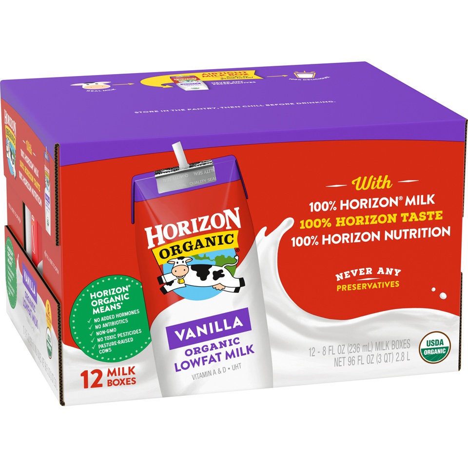 slide 3 of 8, Horizon Organic 1% Lowfat UHT Vanilla Milk, 8 fl oz