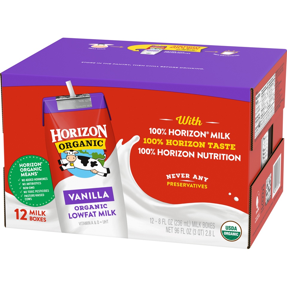slide 4 of 8, Horizon Organic 1% Lowfat UHT Vanilla Milk, 8 fl oz