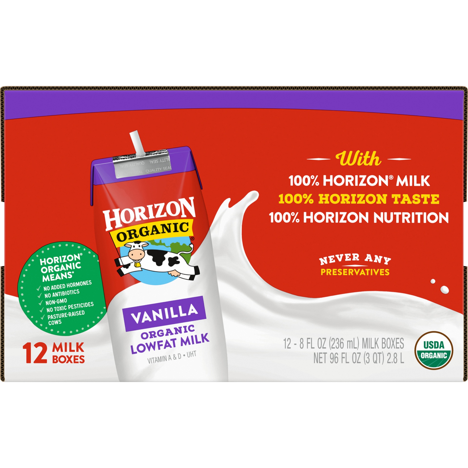 slide 7 of 8, Horizon Organic 1% Lowfat UHT Vanilla Milk, 8 fl oz
