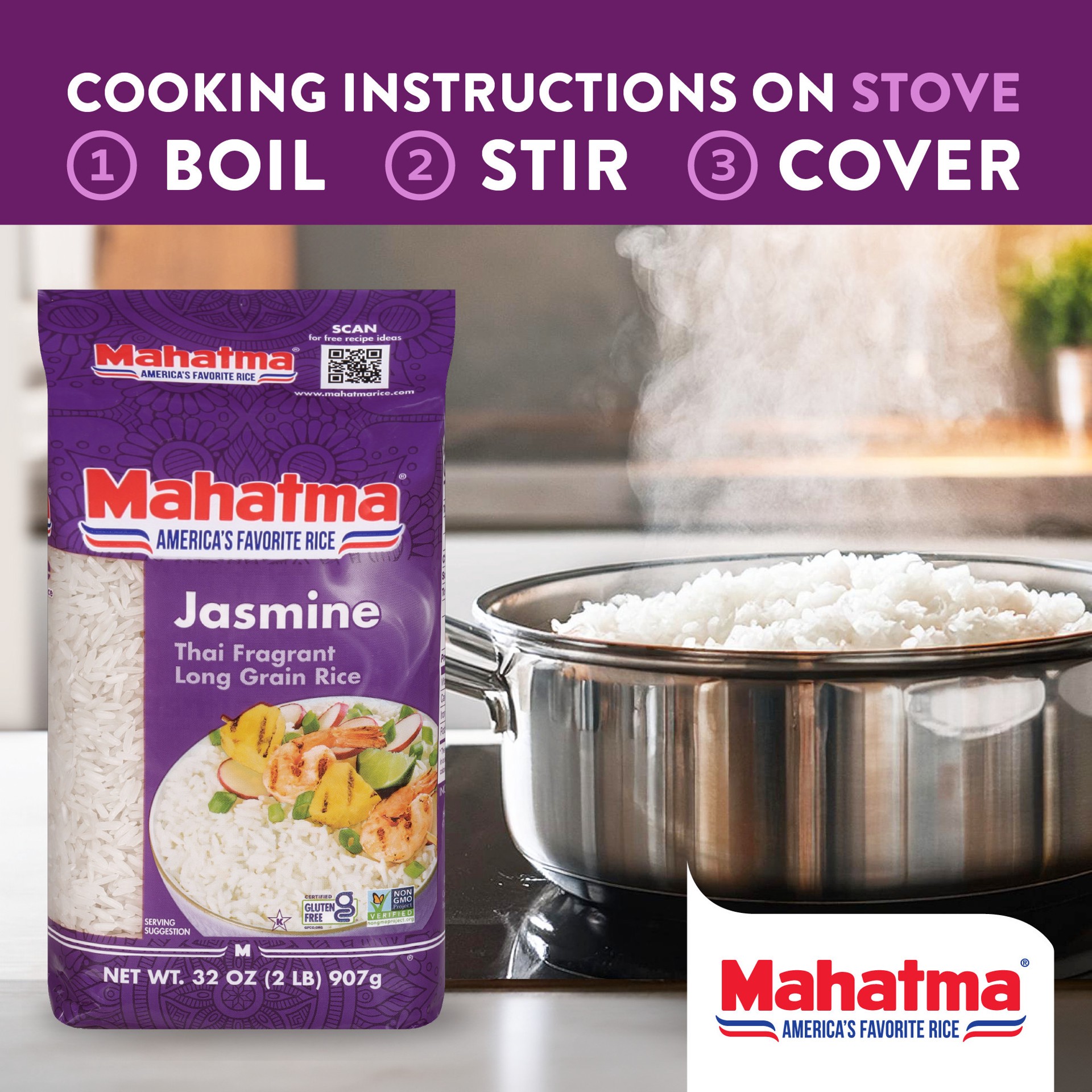 slide 3 of 6, Mahatma Jasmine Thai Long Grain Rice In Bag - 2 Lb, 2 lb