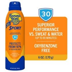 Banana Boat Sport Performance Broad Spectrum Spf 30 Clear Sunscreen Spray- 6 Oz