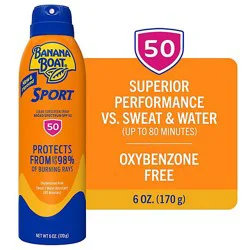 Banana Boat Sport Performance Broad Spectrum Spf 50 Clear Sunscreen Spray - 6 Oz