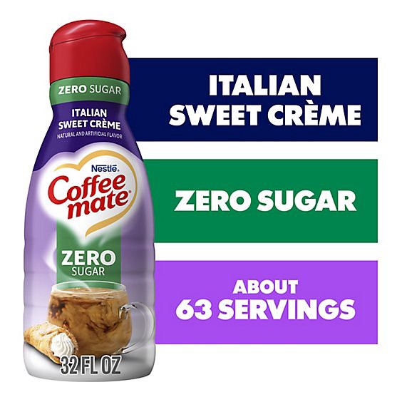 slide 1 of 10, Coffee Mate Zero Sugar Italian Sweet Creme Liquid Coffee Creamer - 32 Fl. Oz., 32 fl oz