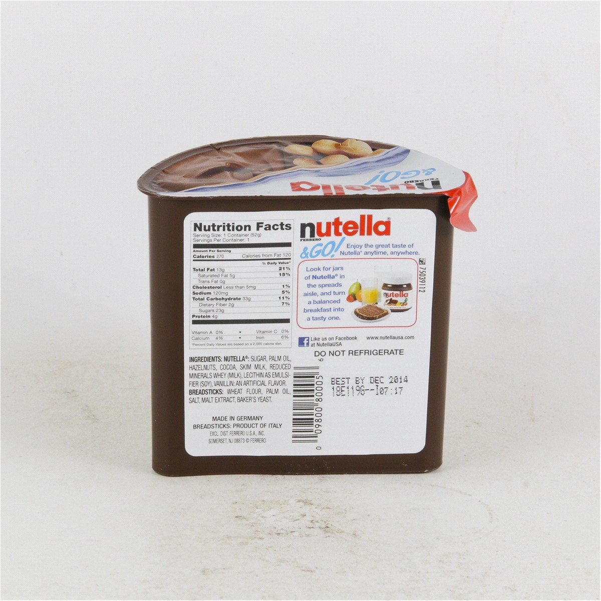 slide 3 of 5, Nutella & Go! Hazelnut Spread & Breadsticks Hazelnut Jar - 1.8 Oz, 1.8 oz