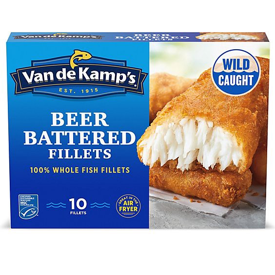 slide 1 of 5, Van De Kamp's 100 % Real Beer Battered Frozen Whole Fish Fillets -10-19.1 Oz, 19.1 oz