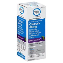 Signature Select/care Allergy Loratadine Childrens Oral Solution Usp 5mg/5ml Grape Flavor - 4 Fl. Oz.