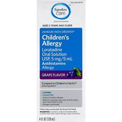 Signature Select/care Allergy Loratadine Childrens Oral Solution Usp 5mg/5ml Grape Flavor - 4 Fl. Oz.