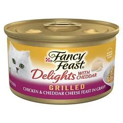 Fancy Feast Cat Food Wet Delights With Cheddar Grilled Chicken & Cheddar Cheese - 3 Oz