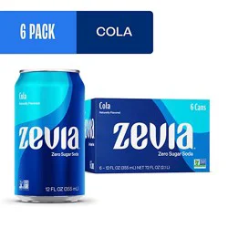 Zevia Zero Sugar Cola Soda - 6-12 Fl. Oz.