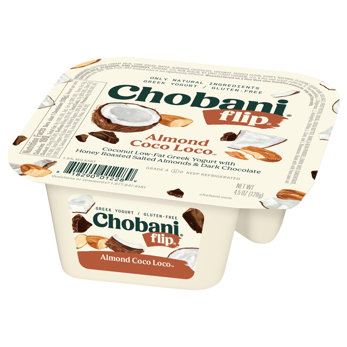 slide 7 of 12, Chobani Flip Chocolate Almond Coco Loco Low-Fat Greek Yogurt - 4.5 Oz, 4.5 oz