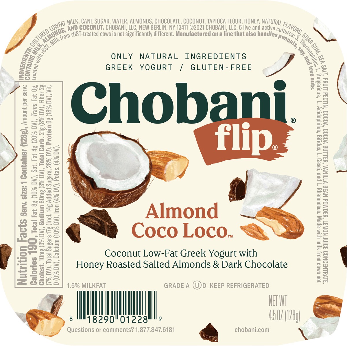 slide 12 of 12, Chobani Flip Chocolate Almond Coco Loco Low-Fat Greek Yogurt - 4.5 Oz, 4.5 oz