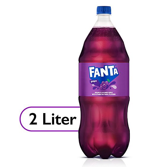 slide 1 of 3, Fanta Soda Pop Grape Flavored - 2 Liter, 67.6 fl oz