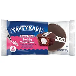 Tastykake Swirly Creme Filled Chocolate Cupcakes Individually Wrapped - 2 Count