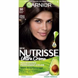 Garnier Nutrisse Nourishing Hair Color Creme 30 Darkest Brown (Sweet Cola) Kit - Each