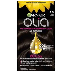 Garnier Olia Oil Powered Ammonia Free Permanent Hair Color 4.0 Dark Brown Kit - Each