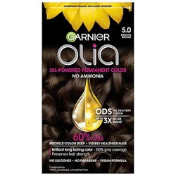Garnier Olia Oil Powered Ammonia Free Permanent Hair Color 5.0 Medium Brown Kit - Each