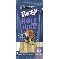 Busy Dog Treats Rollhide Beefhide 3 Count - 4 Oz
