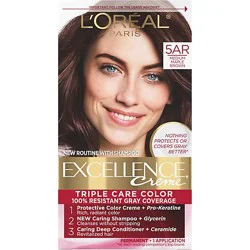 L'oreal Paris Excellence Creme Permanent Triple Care Hair Color 5ar Medium Maple Brown Kit - Each