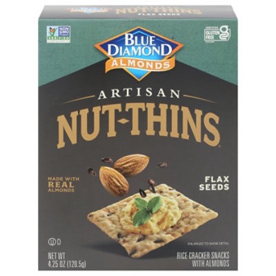 slide 1 of 1, Blue Diamond Nut Thins Cracker Snacks Artisan Natural Flax Seeds - 4.25 Oz, 4.25 oz