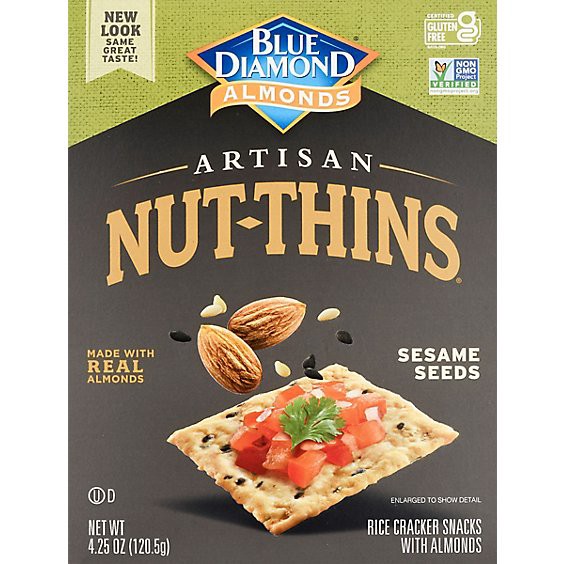 slide 1 of 1, Blue Diamond Nut Thins Cracker Snacks Artisan Natural Sesame Seeds - 4.25 Oz, 4.25 oz