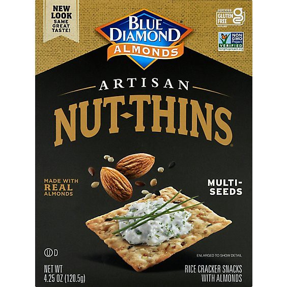 slide 1 of 11, Blue Diamond Nut Thins Cracker Snacks Artisan Natural Multi Seeds - 4.25 Oz, 4.25 oz