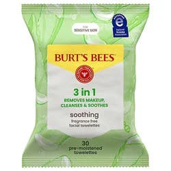 Burt's Bees Soothing Facial Towelettes With Aloe Vera - 30 Count