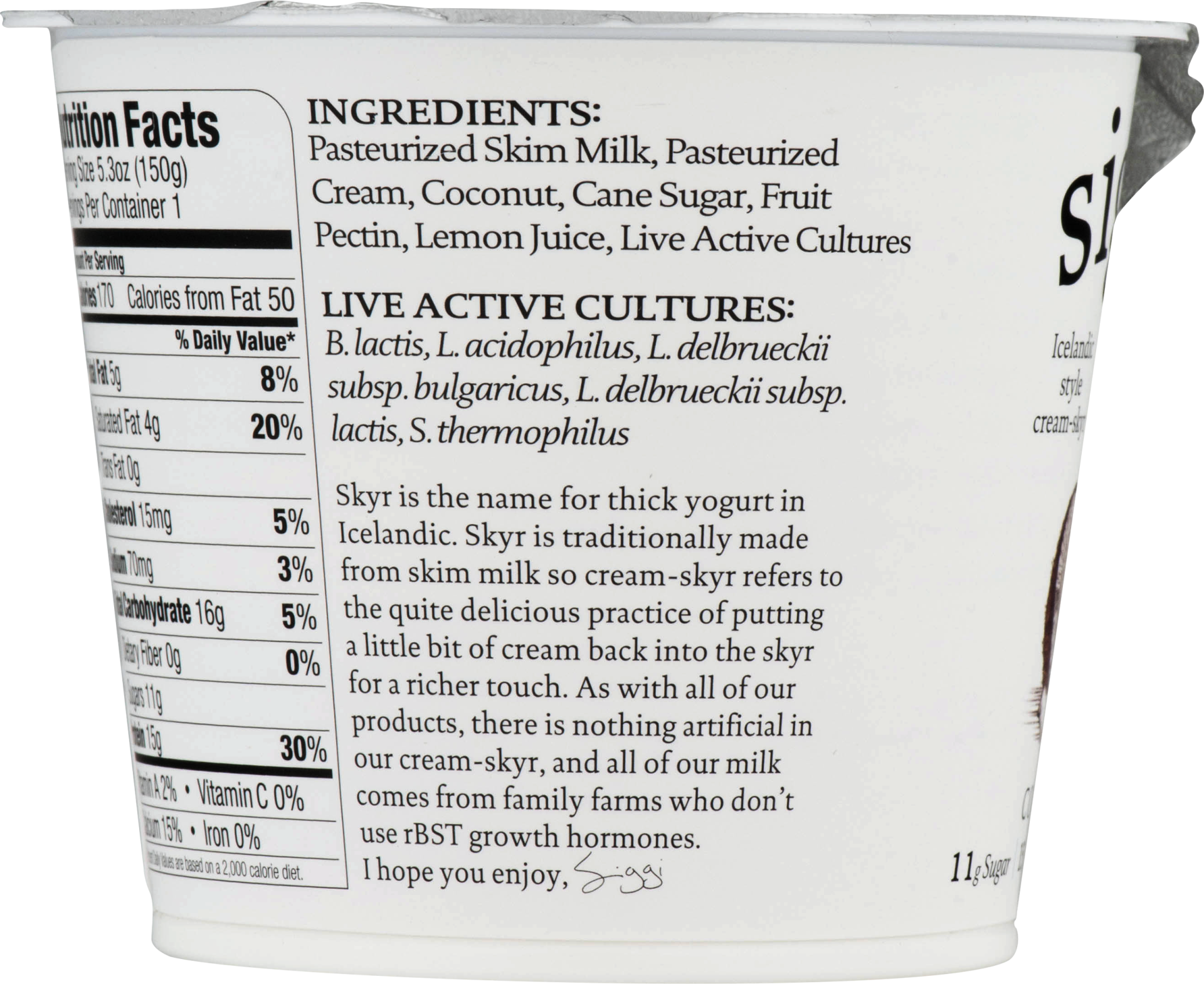 slide 2 of 3, siggi''s Icelandic Skyr Lowfat Yogurt, Coconut, 5.3 oz, 5.3 oz