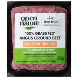 Open Nature 85% Lean 15% Fat All Natural Grass Fed Ground Beef Angus - 16 Oz