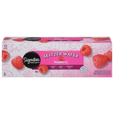 slide 1 of 1, Signature Select Raspberry Flavored Seltzer Water - 12-12 Fl. Oz., 12 ct; 12 fl oz