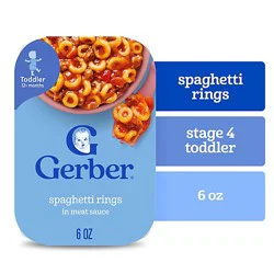 Gerber Mealtime Spaghetti Rings In Meat Sauce Toddler Food Tray - 6 Oz